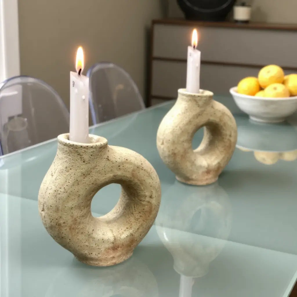 Handcrafted Tamegroute Ceramic Ring Candleholder – Modern Minimalist Decor image 4