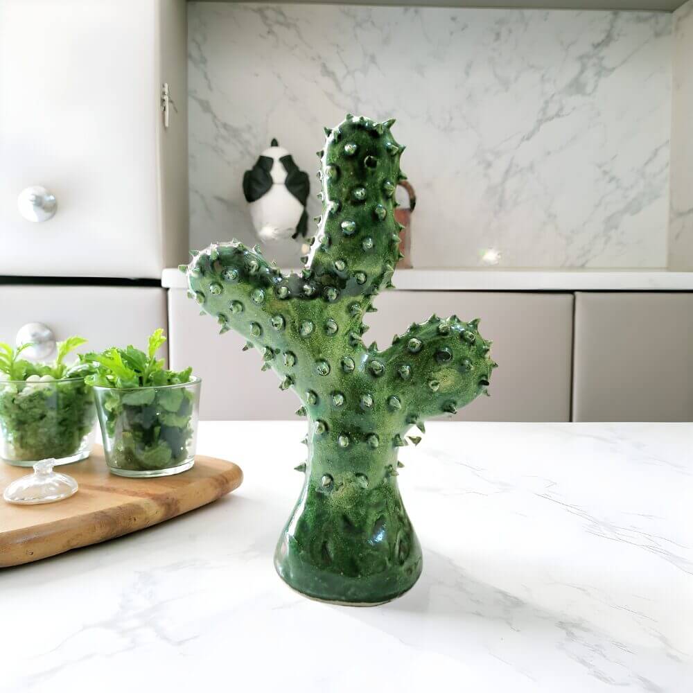 Tamegroute Ceramic Cactus Sculpture Set – Handmade Desert Pottery (Set of 2) image 5