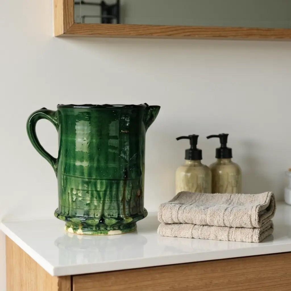 Tamegroute Ceramic Pitcher – Handmade Moroccan Water Jug with Green Glaze image 6