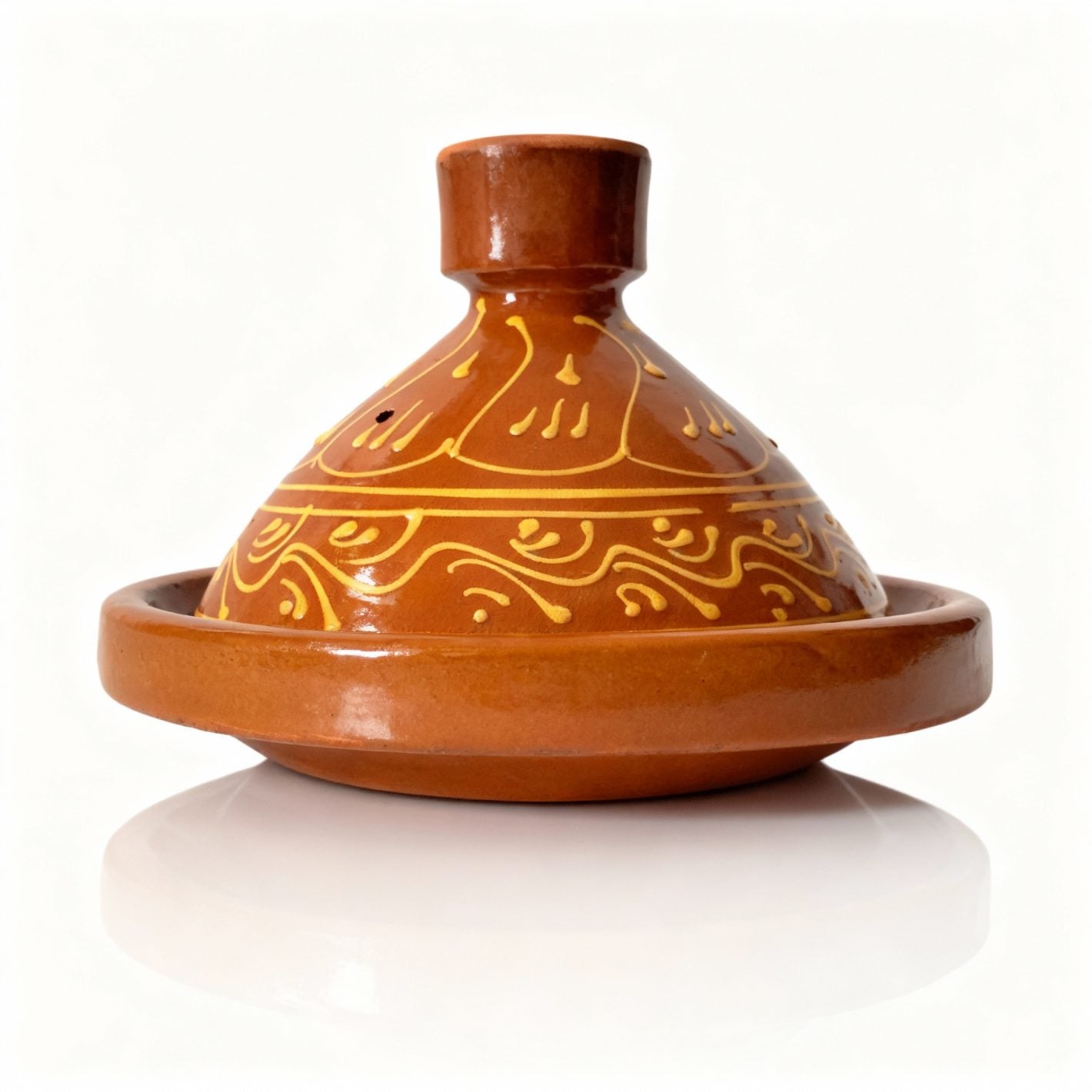 Authentic Terracotta Tagine Pot – 30cm Hand-Painted Ceramic Clay Cookware image