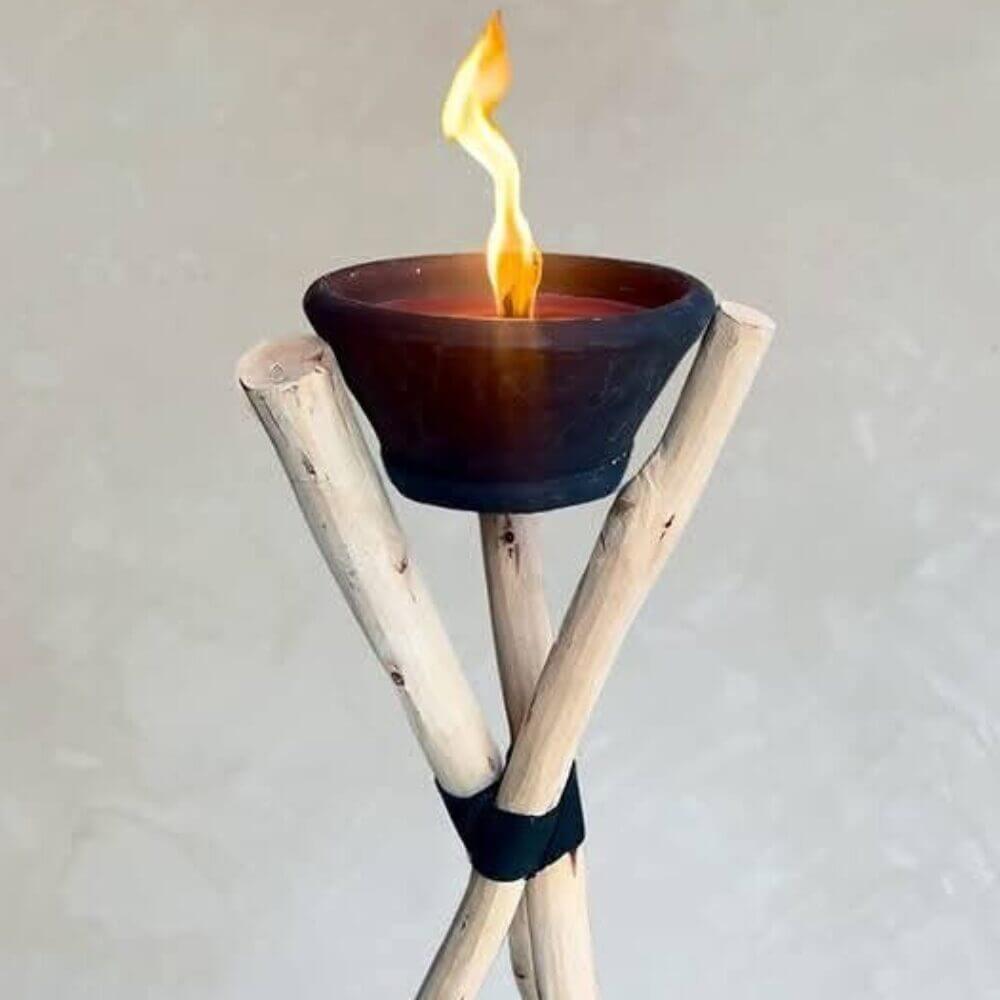 Handmade Wooden Tripod Outdoor Candle Holder – Moroccan Torch Stand 56″ image 4
