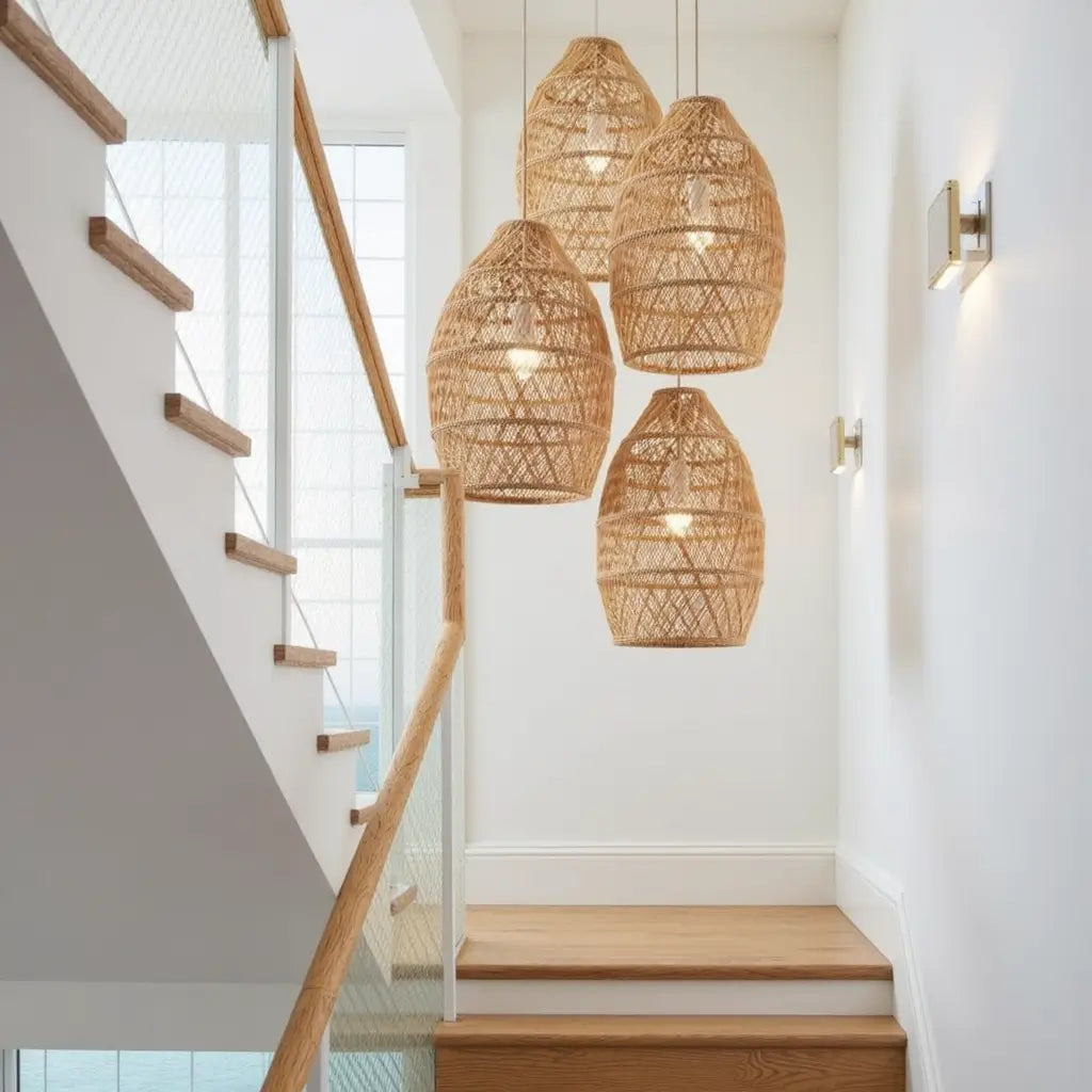 14″ Raffia Pendant Light – Handwoven Dome Lamp with Herringbone Pattern image 8