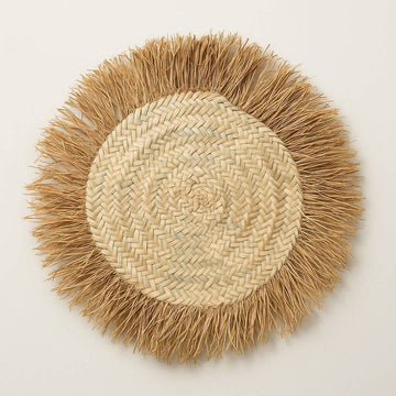 Handmade Raffia Round Tassel Placemats with Fringes – Set of 4 image