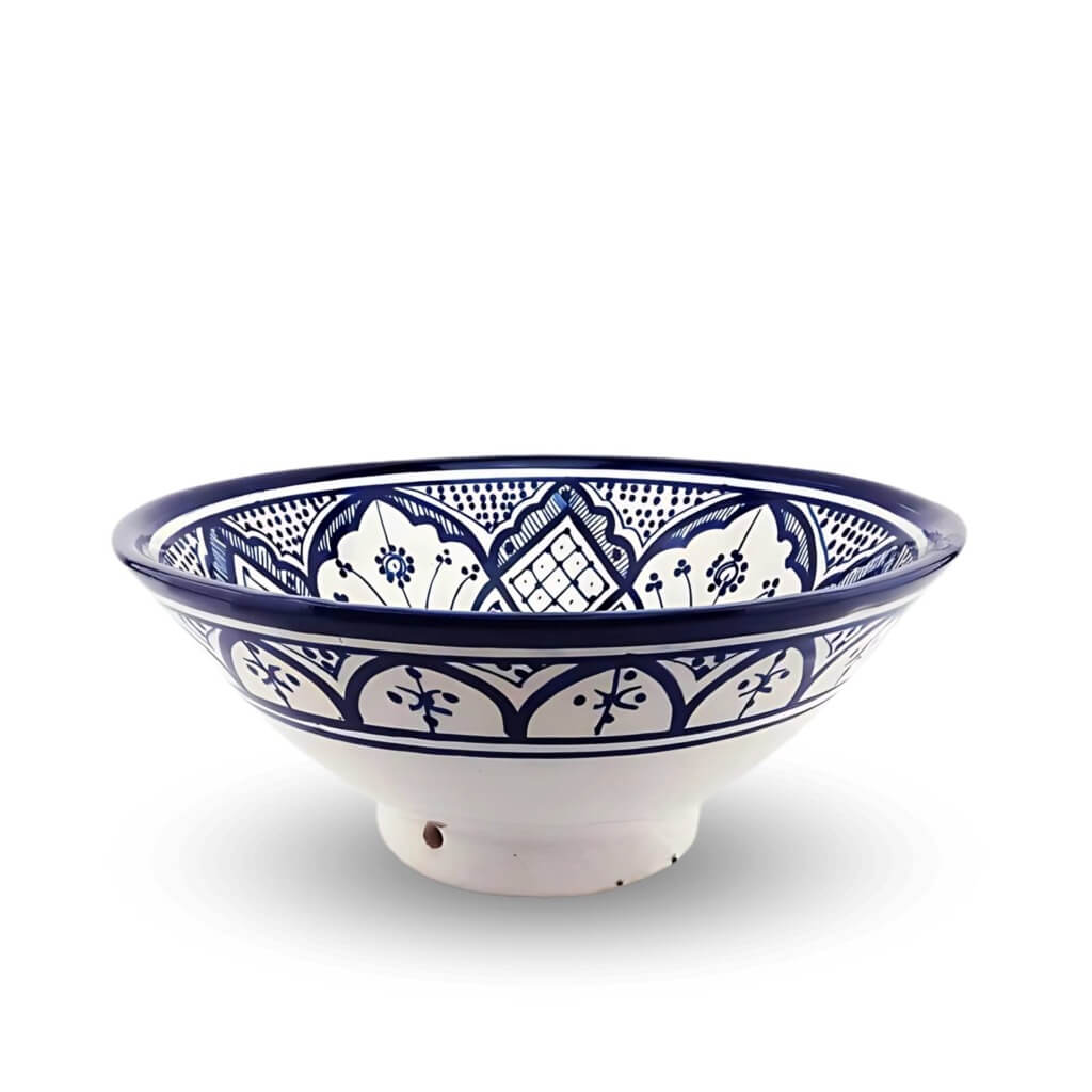 Hand-Painted Blue Ceramic Bowl 9.8″ – Artisan Serving Dish image