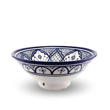 Hand-Painted Blue Ceramic Bowl 9.8″ – Artisan Serving Dish image