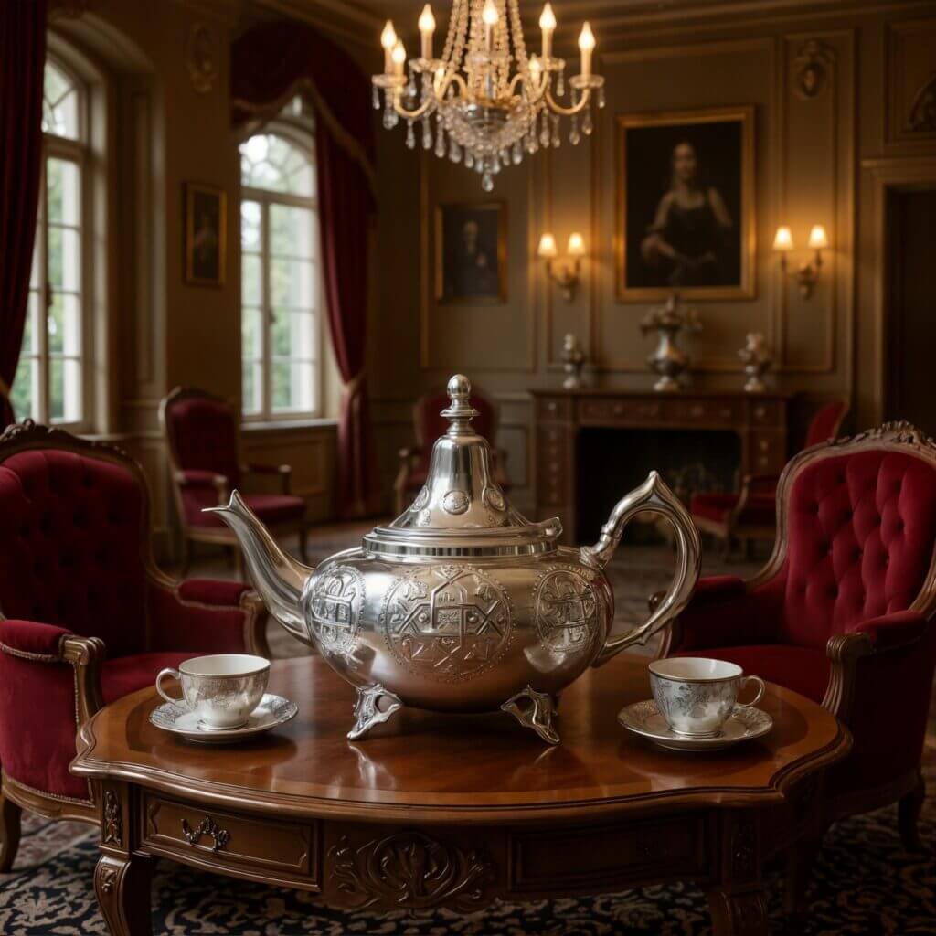 Large Hand-Engraved Silver Teapot – Traditional 0.8L & 1.2L Capacity image 5