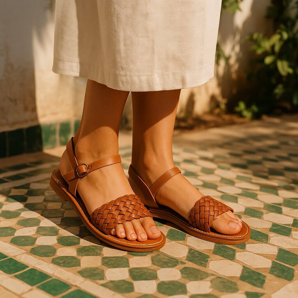 Rainbow Woven Leather Sandals – Handmade Artisan Footwear image