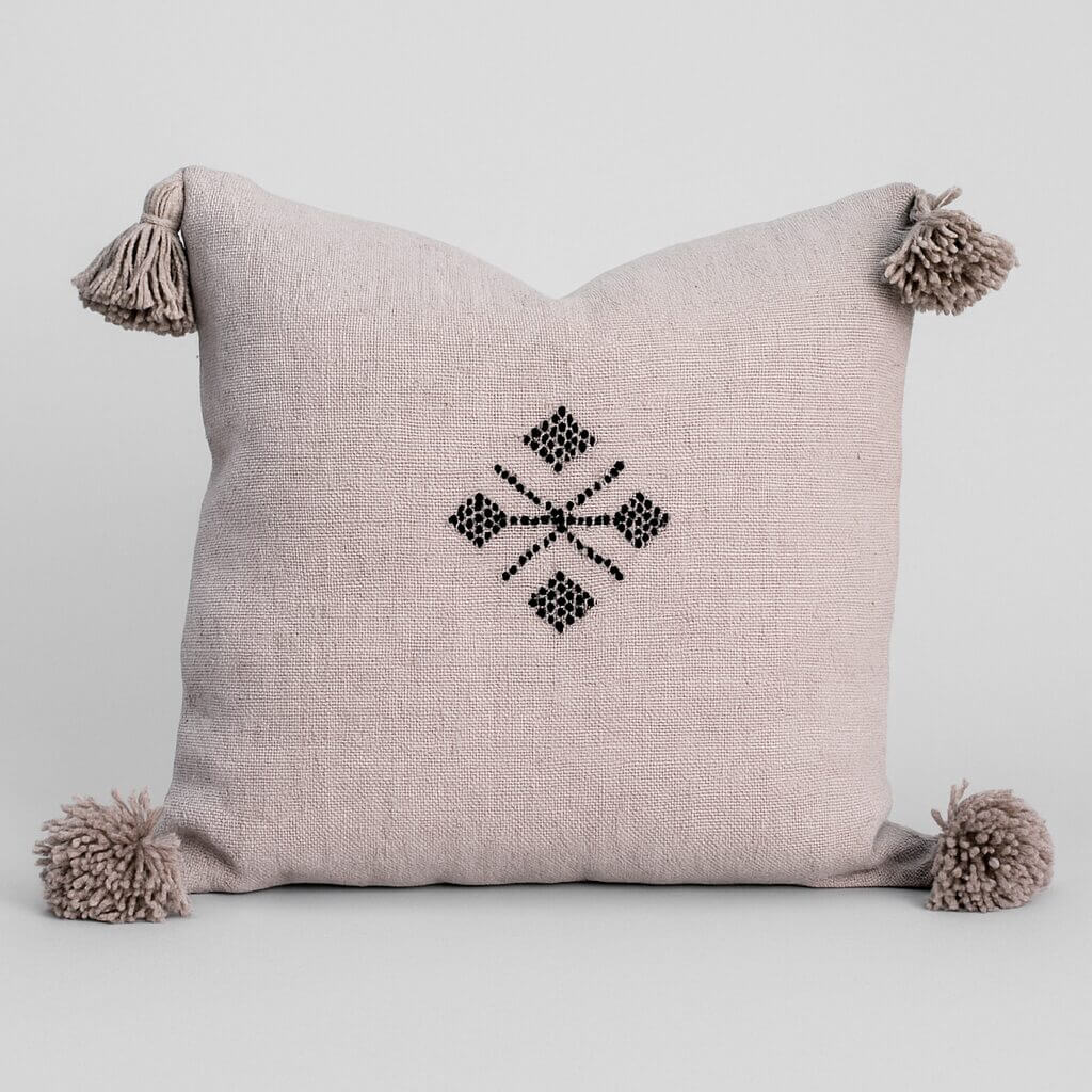 Boho Cotton Pillow Covers with Tassels & Geometric Embroidery (Set of 2) image 5