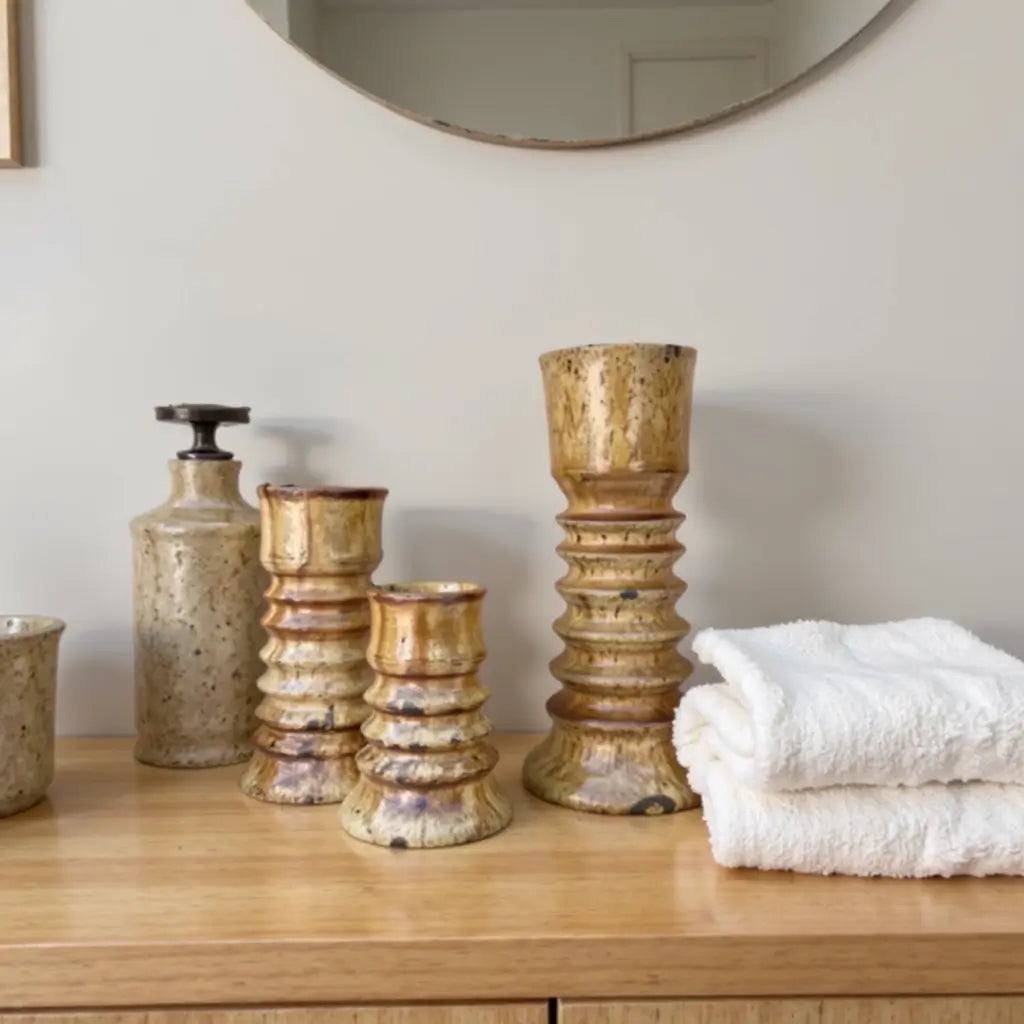 Tamegroute Stacked Pillar Candleholders Set of 3 – Handmade Ceramic image 6