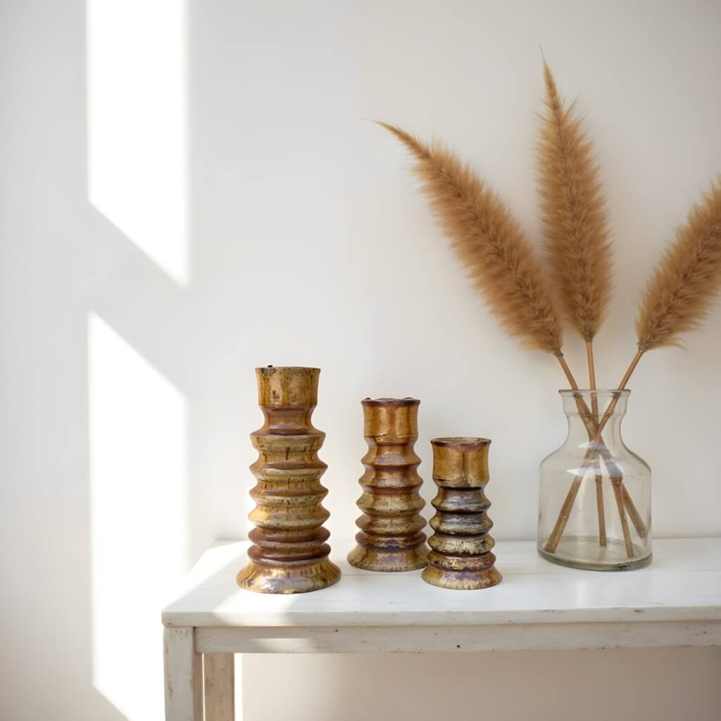 Tamegroute Stacked Pillar Candleholders Set of 3 – Handmade Ceramic image 5