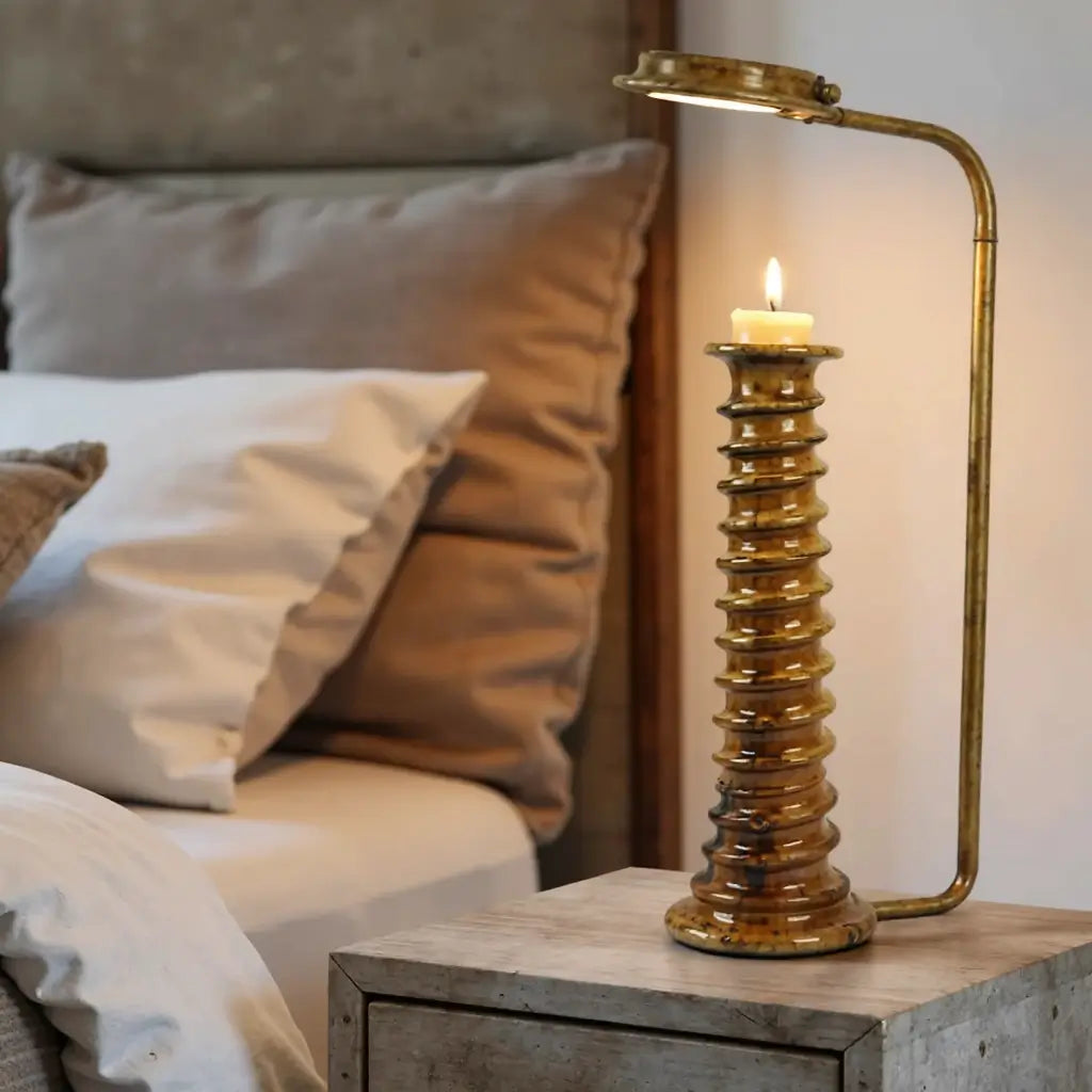 Handcrafted Tall Candle Holder – Tamegroute Ceramic Tower Collection image 8