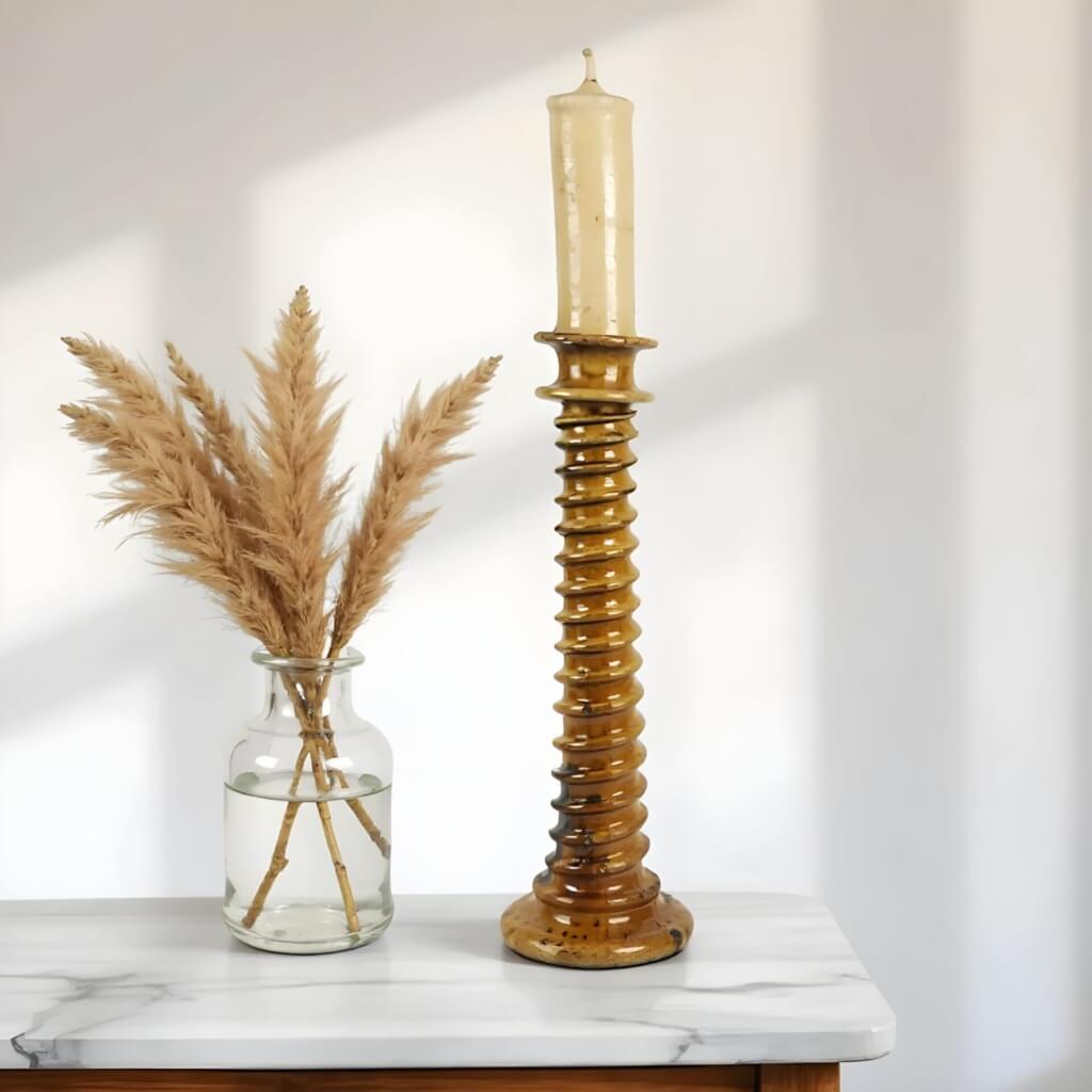 Handcrafted Tall Candle Holder – Tamegroute Ceramic Tower Collection image 11