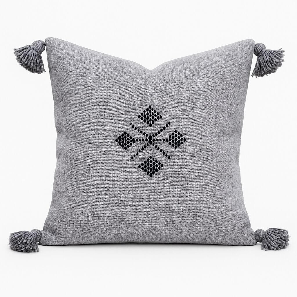 Boho Cotton Pillow Covers with Tassels & Geometric Embroidery (Set of 2) image 4
