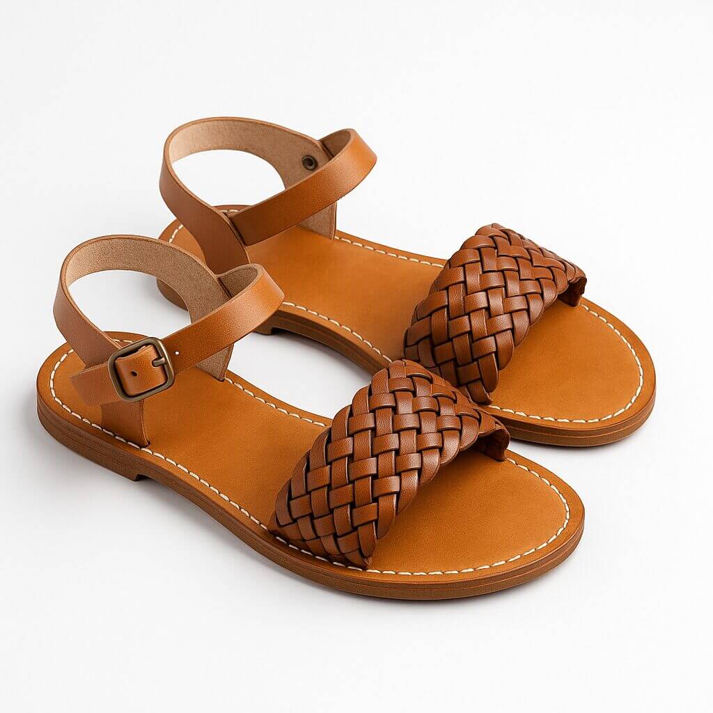 Rainbow Woven Leather Sandals – Handmade Artisan Footwear image