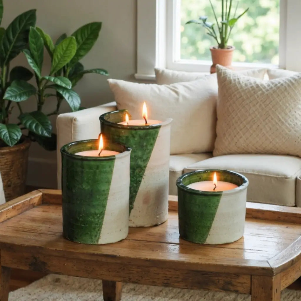 Artisanal Tamegroute Ceramic Candle – Handmade Multi-Wick Collection image 5