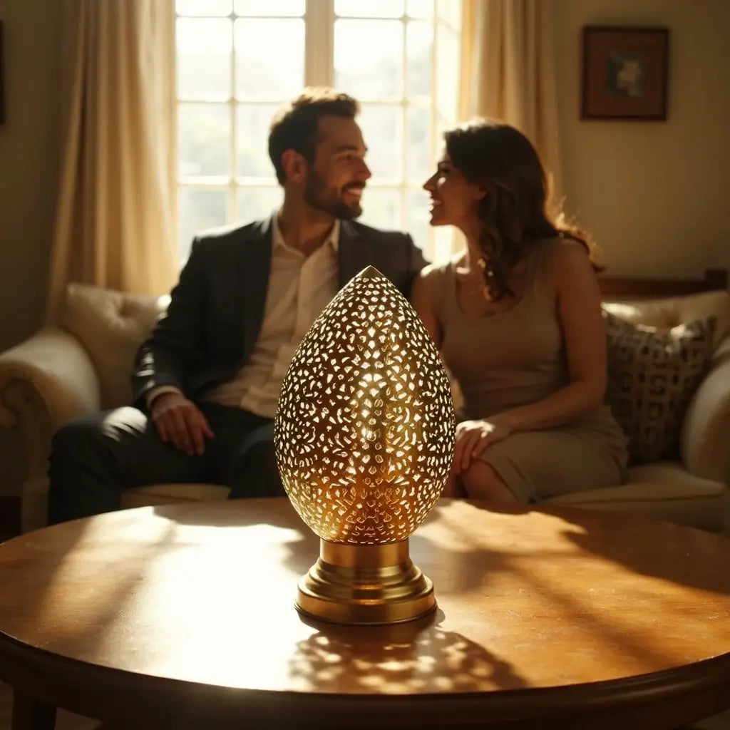 Brass Table Lamp 24cm – Hand-Pierced Filigree Moroccan Lighting image 9