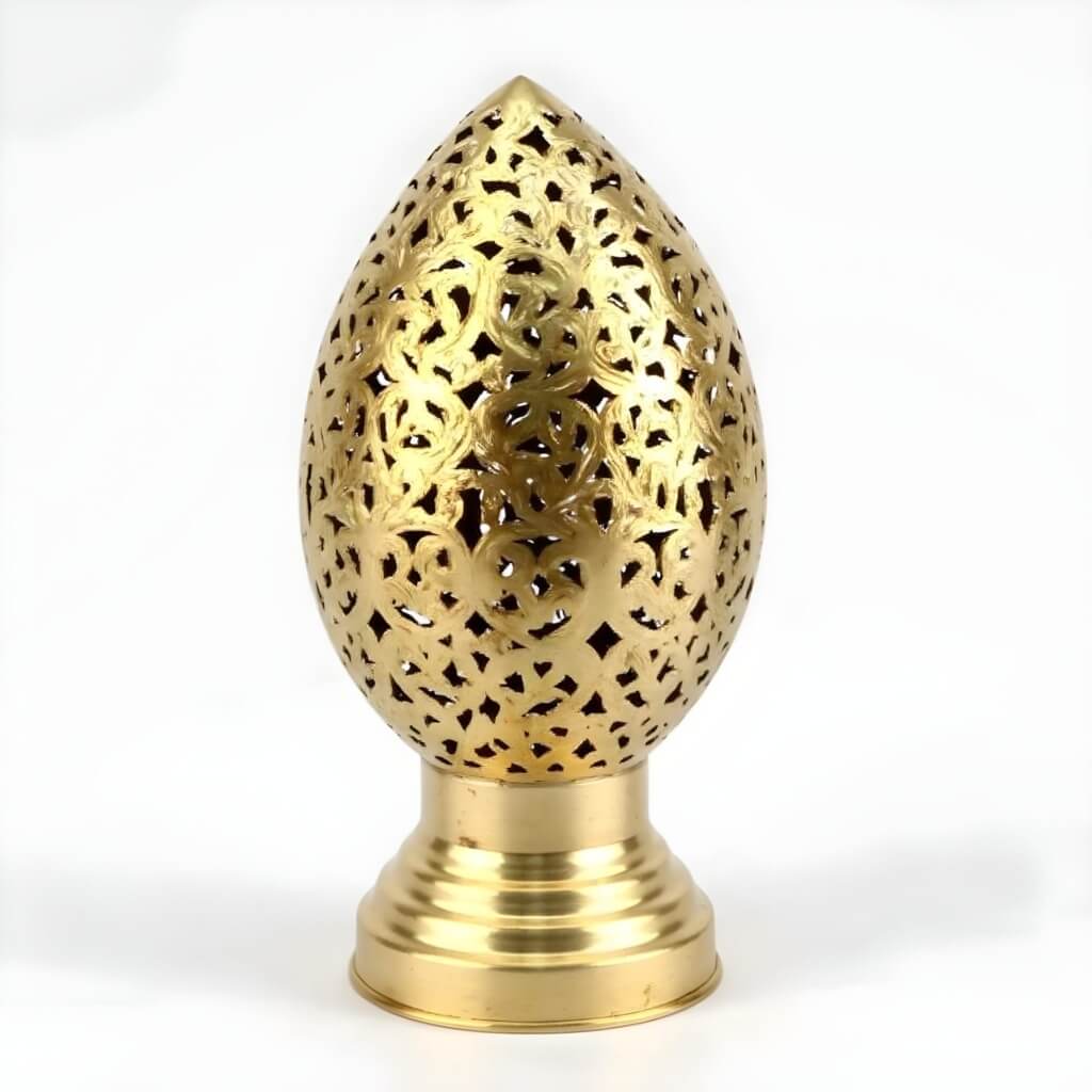 Brass Table Lamp 24cm – Hand-Pierced Filigree Moroccan Lighting image