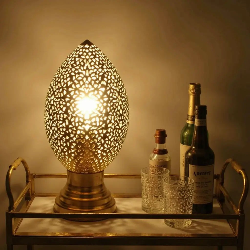 Brass Table Lamp 24cm – Hand-Pierced Filigree Moroccan Lighting image 4