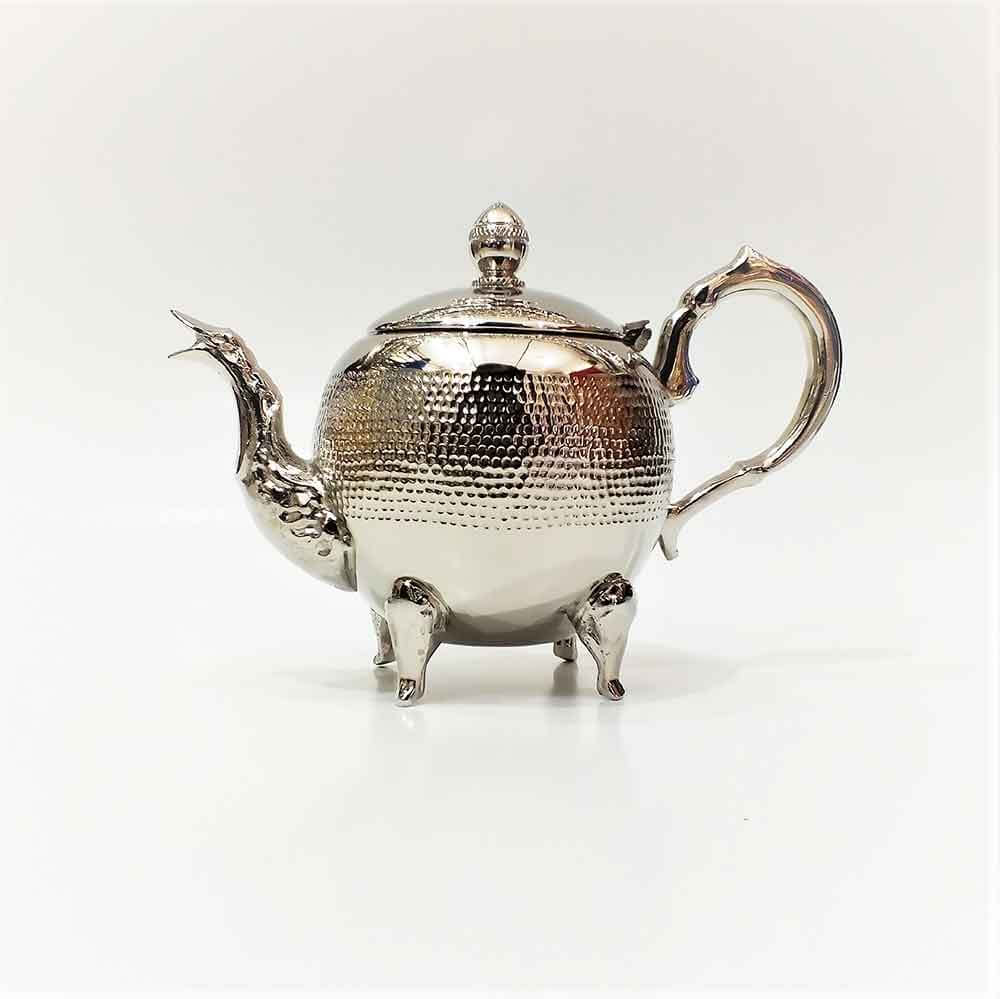 Hammered Silver Teapot – Artisan Footed Design 8-12 Servings image