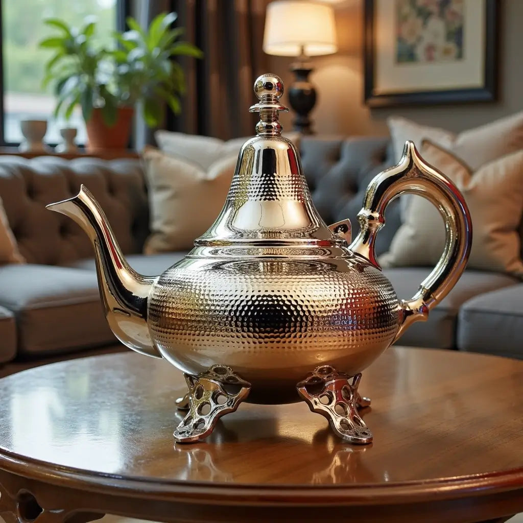 Hammered Silver Teapot Footed Design – Traditional Texture image 2