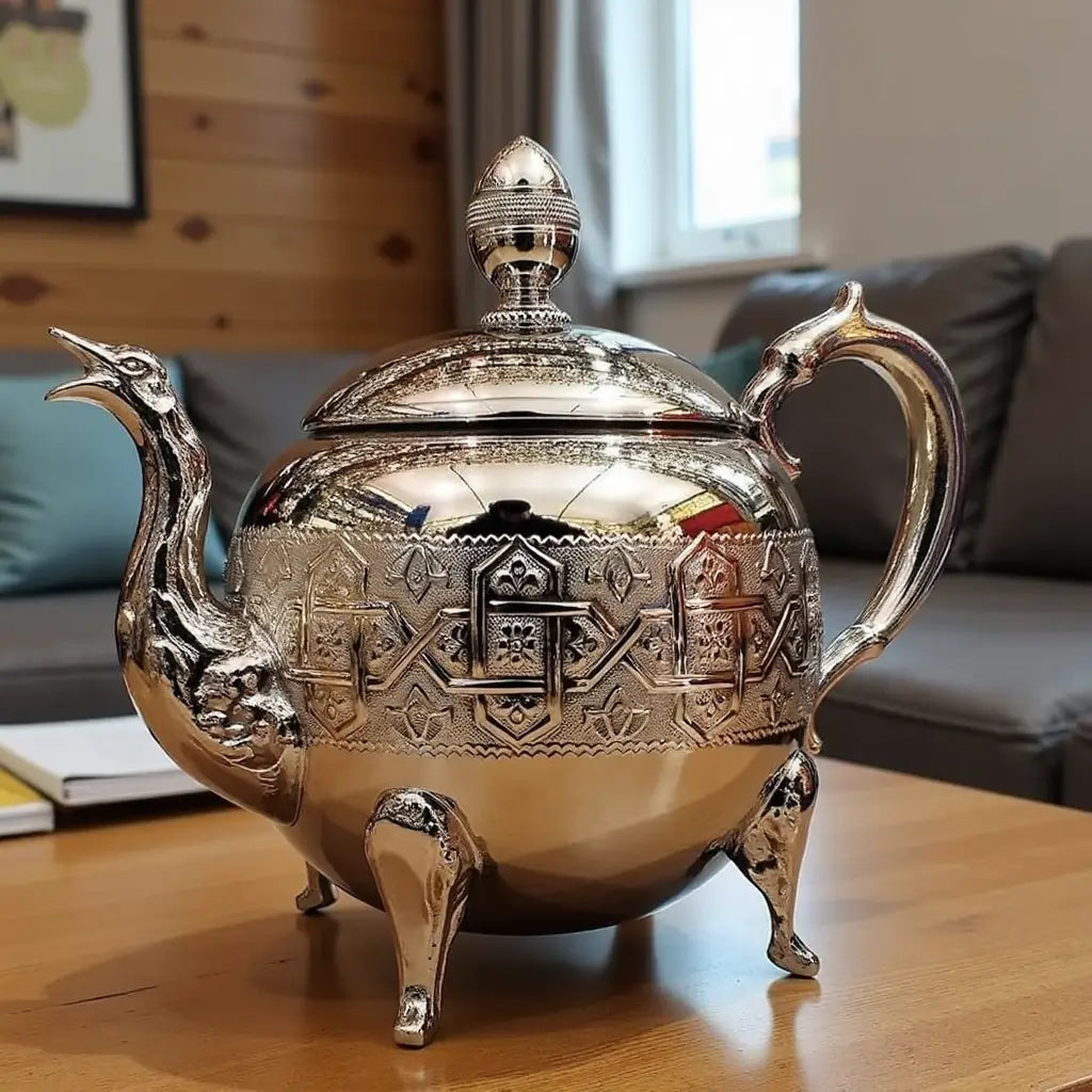 Royal Engraved Silver Teapot – Large Capacity Tea Service for 8-12 Guests image 3