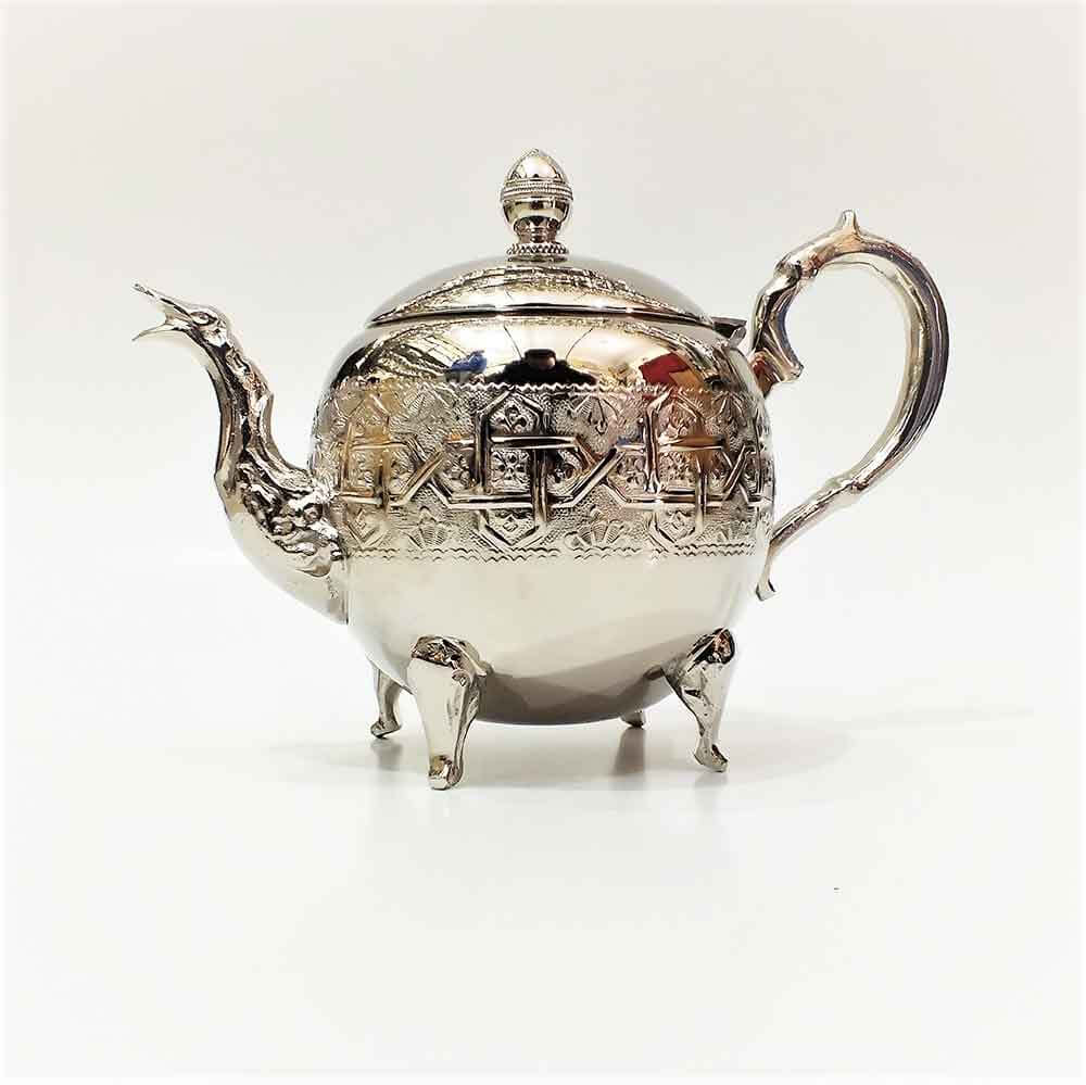 Royal Engraved Silver Teapot – Large Capacity Tea Service for 8-12 Guests image