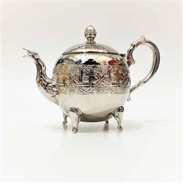 Royal Engraved Silver Teapot – Large Capacity Tea Service for 8-12 Guests image
