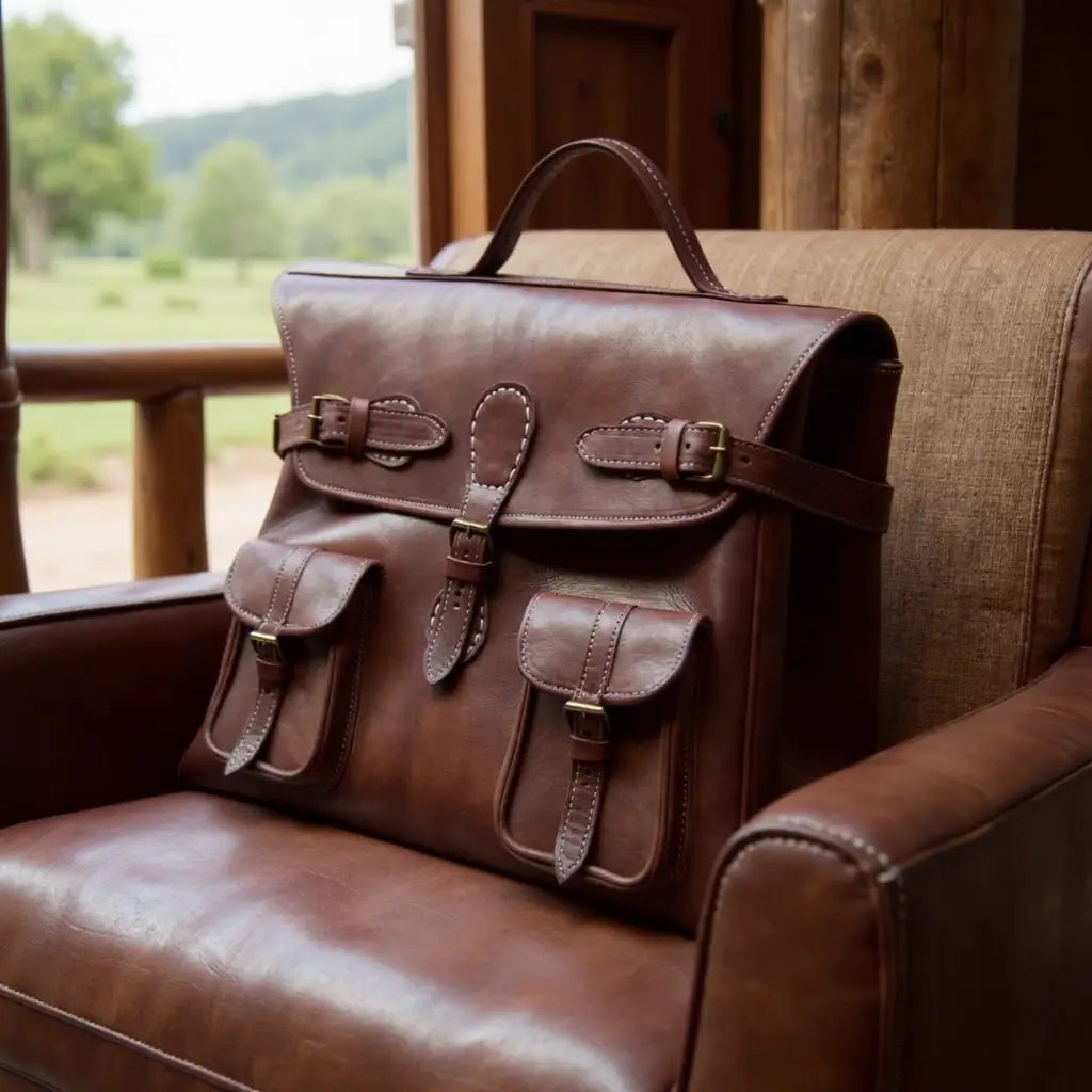 Atlas Leather Messenger Bag – Handcrafted Moroccan Briefcase image 5