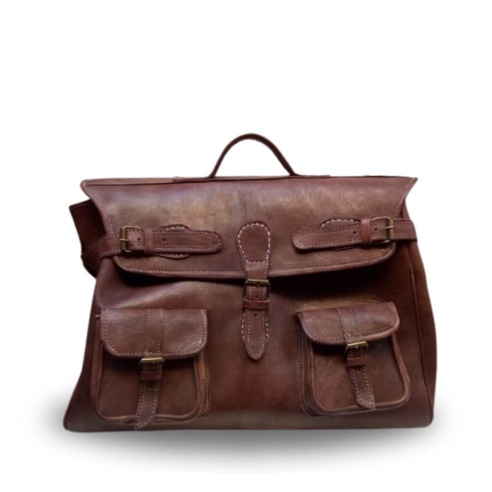 Atlas Leather Messenger Bag – Handcrafted Moroccan Briefcase image