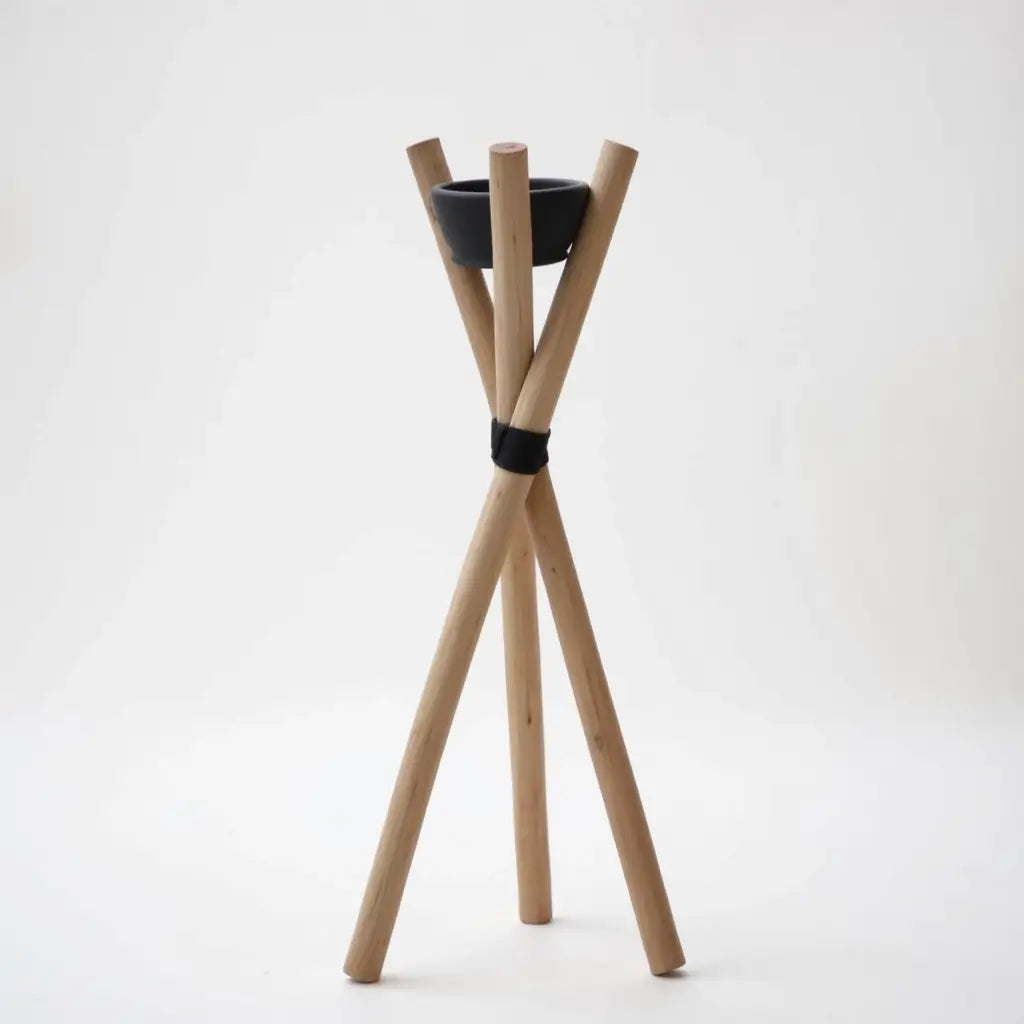 Handmade Wooden Tripod Outdoor Candle Holder – Moroccan Torch Stand 56″ image