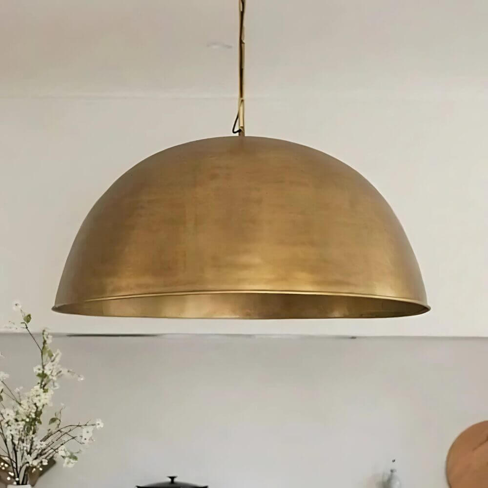 Handcrafted Brass Dome Pendant Light – Modern Moroccan Ceiling Lamp image 5