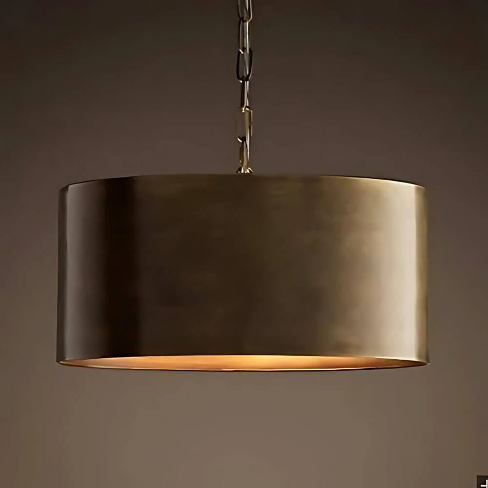 Modern Brass Drum Pendant Light – Customizable Size up to 27.5″ Diameter image 4