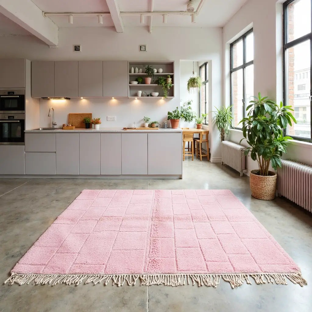 Modern Grid Moroccan Wool Shag Rug – Handwoven Contemporary Collection image 8