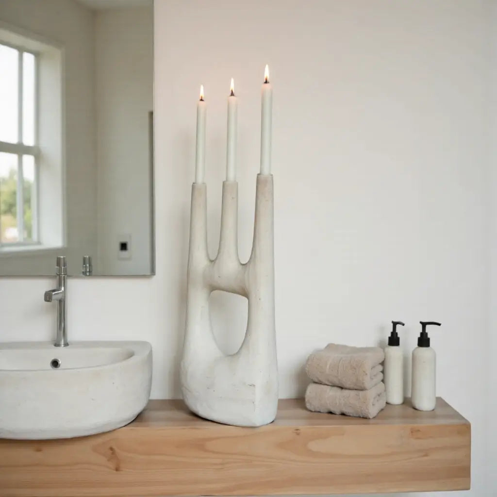 Handcrafted Tamegroute Triple Candle Holder – Modern Ceramic Collection image 3