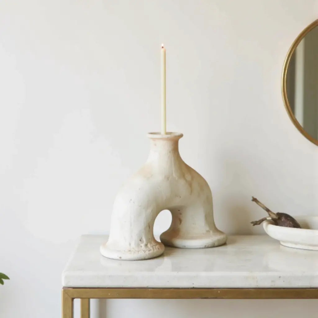 Tamegroute Arch Candleholder – Handmade White Ceramic Statement Piece image 5