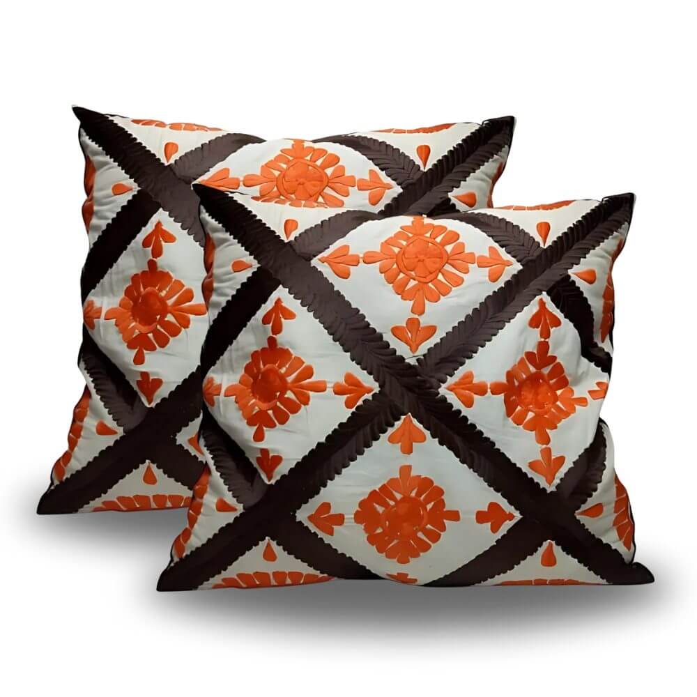 Vibrant Berber Cushion Covers with Diamond Appliqué Pattern (Set of 2) image