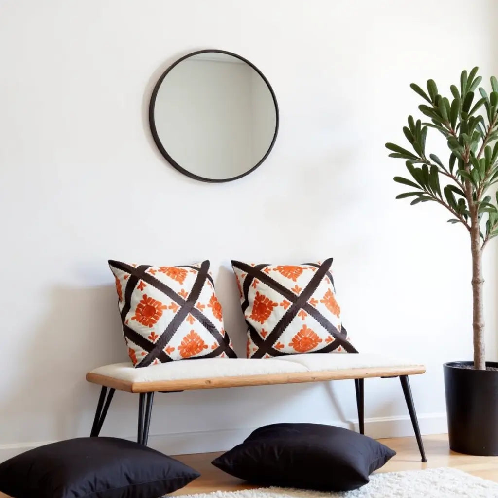 Vibrant Berber Cushion Covers with Diamond Appliqué Pattern (Set of 2) image