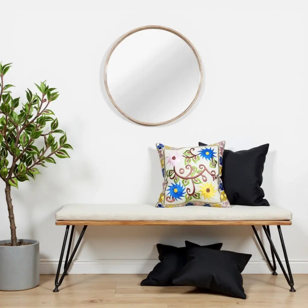 Embroidered Garden Pillow Covers with Birds & Flowers – Cotton Silk Set image 2