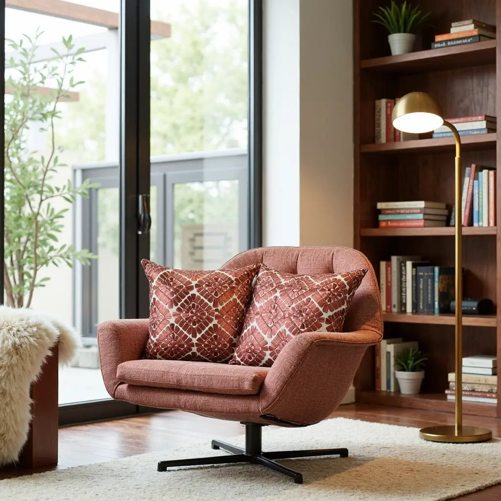 Geometric Leather Appliqué Pillow Covers 18×18 – Terracotta Cotton Set of 2 image 10