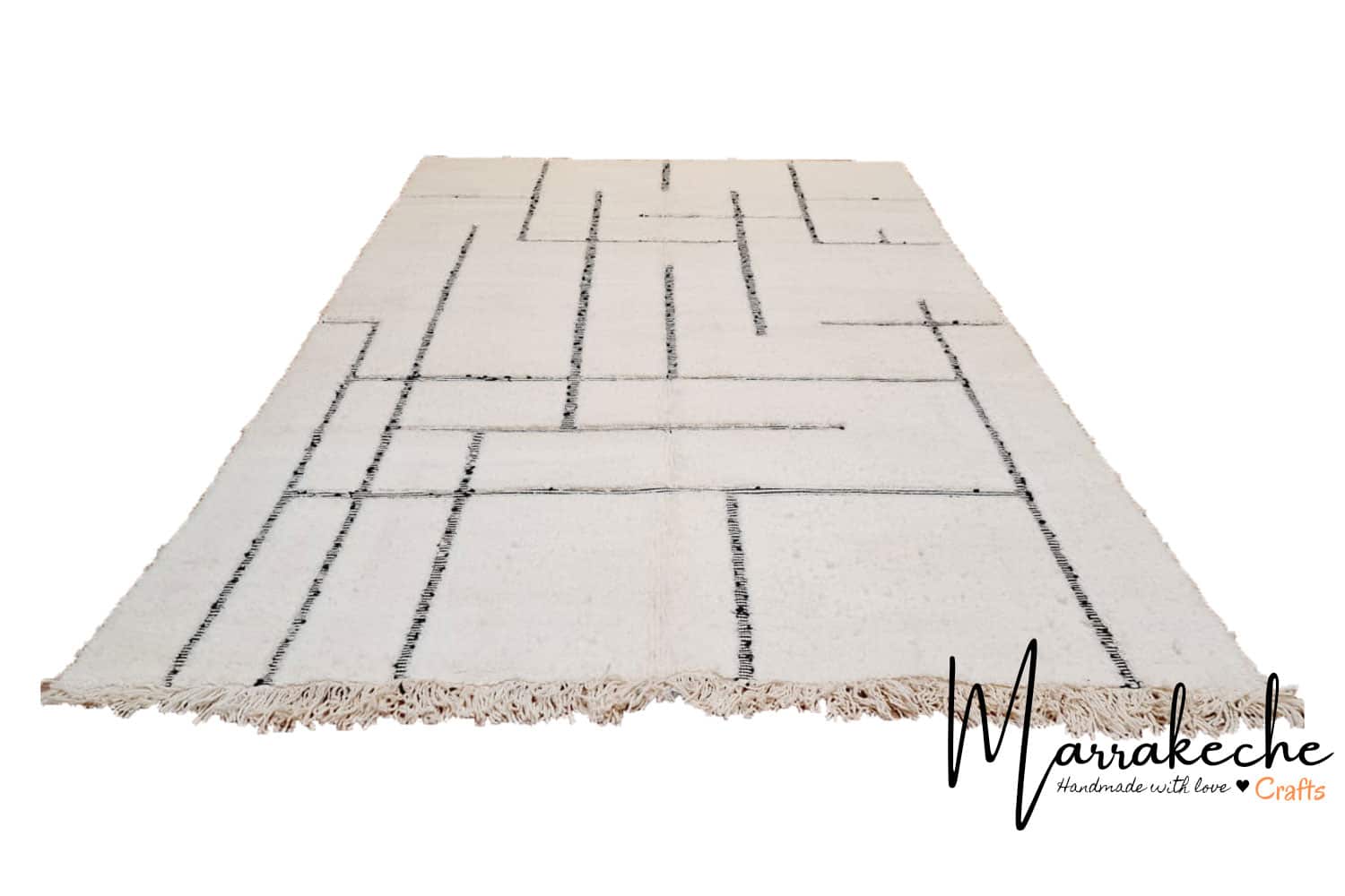 Handmade White Moroccan Geometric Rug – 2x3m Premium Wool image 9