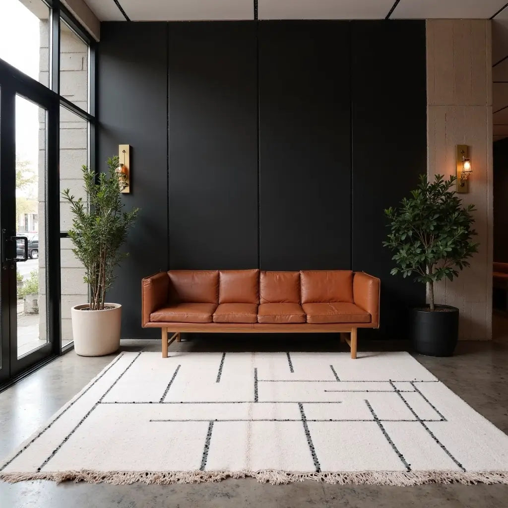 Handmade White Moroccan Geometric Rug – 2x3m Premium Wool image 2