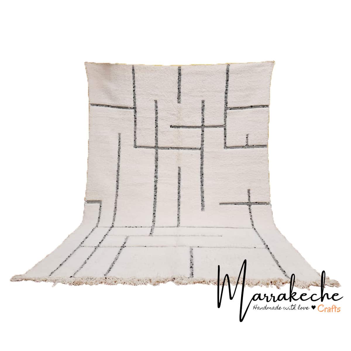 Handmade White Moroccan Geometric Rug – 2x3m Premium Wool image 8