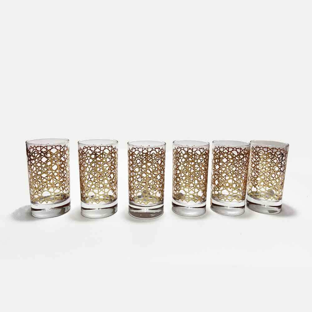 Gold Pattern Luxury Tea Glasses Set of 6 – Handcrafted Geometric Design image 5