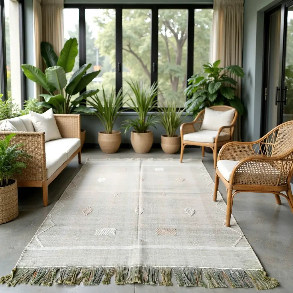 Handwoven Green Cactus Silk Rug 100x150cm – Berber Indoor/Outdoor Carpet image 4