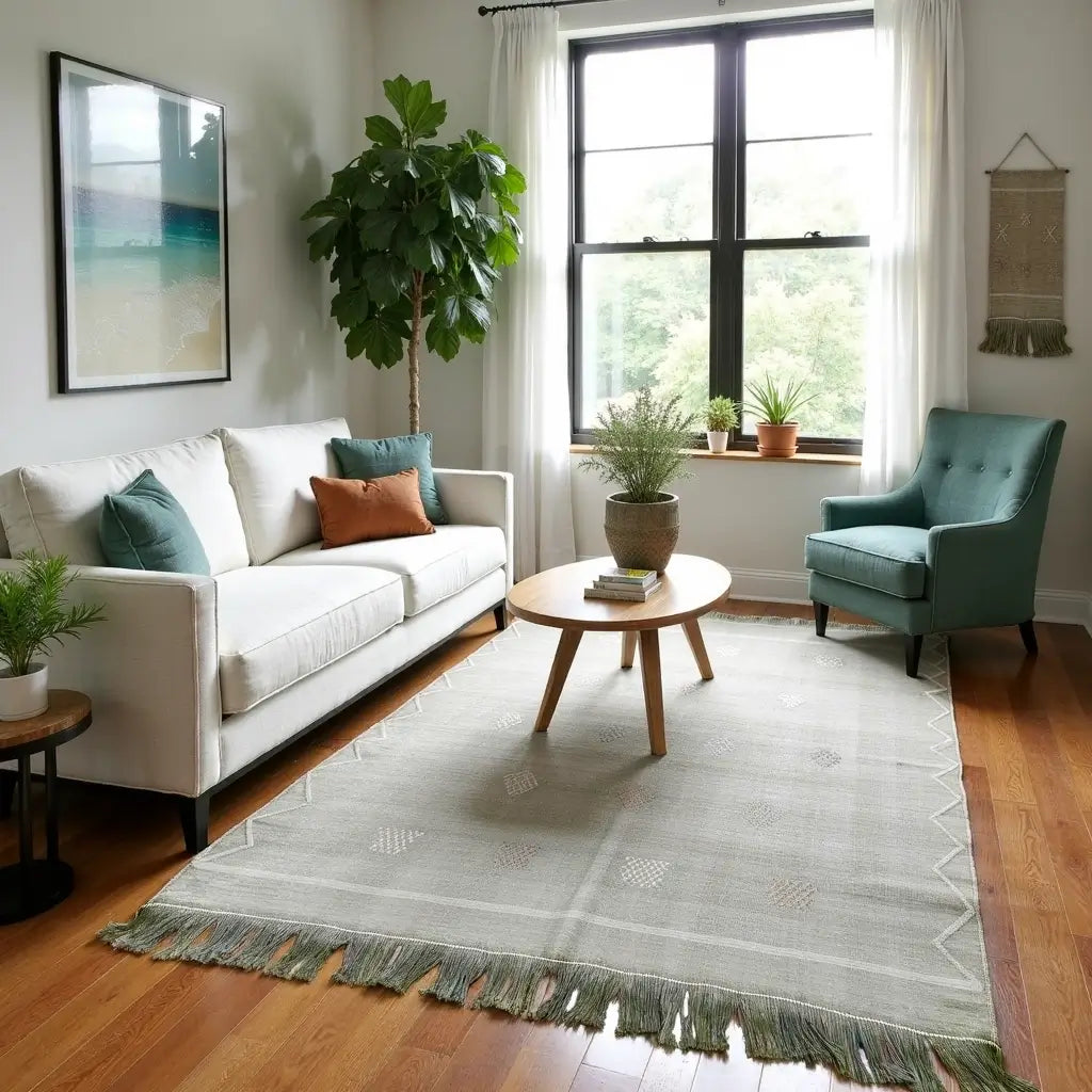 Handwoven Green Cactus Silk Rug 100x150cm – Berber Indoor/Outdoor Carpet image 6