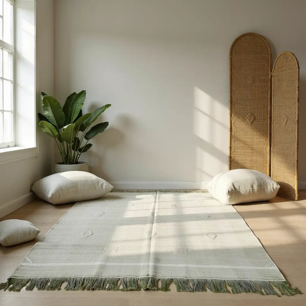 Handwoven Green Cactus Silk Rug 100x150cm – Berber Indoor/Outdoor Carpet image 7