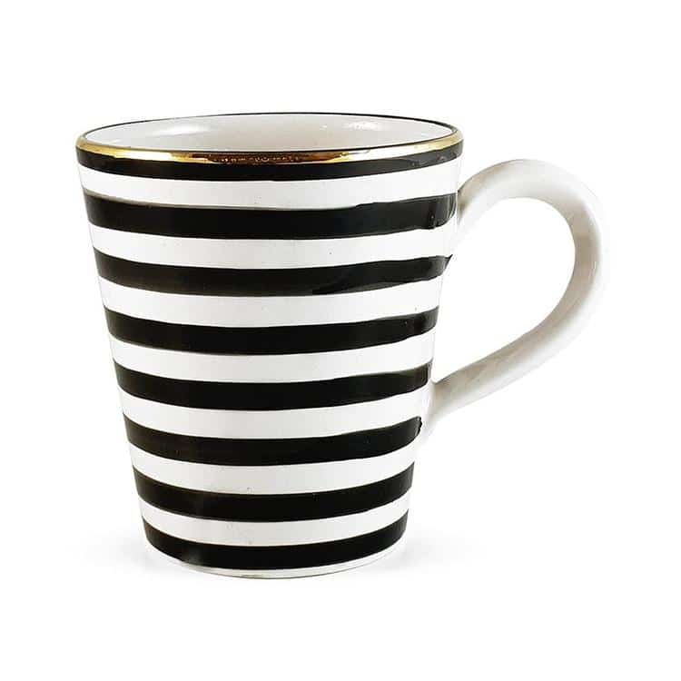 Set of 2 Handmade Ceramic Mugs with Pure Gold Band – Artisan Coffee Cups image 2