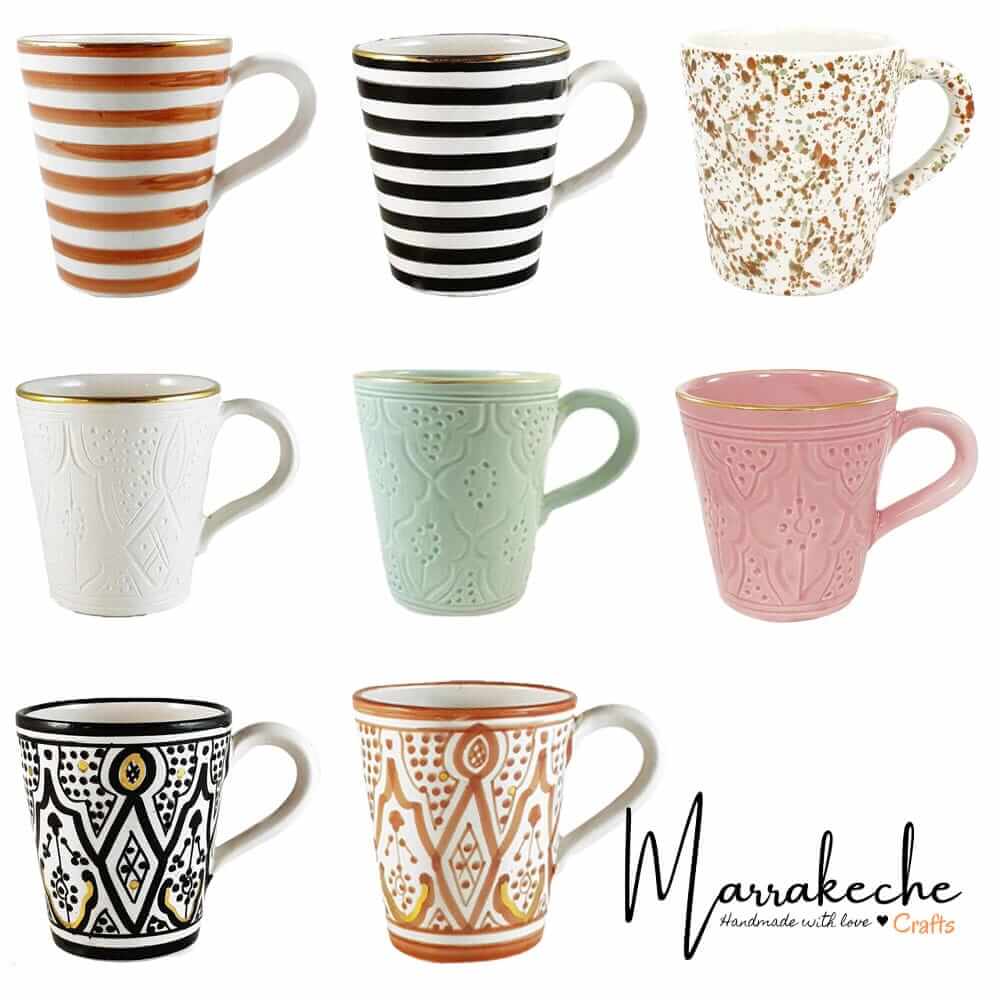 Set of 2 Handmade Ceramic Mugs with Pure Gold Band – Artisan Coffee Cups image