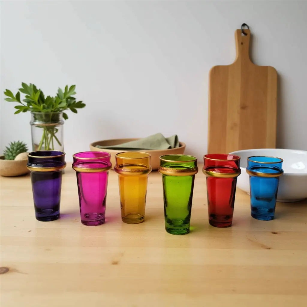 Multicolor Moroccan Beldi Tea Glasses Set of 6 – Recycled Glass Collection image