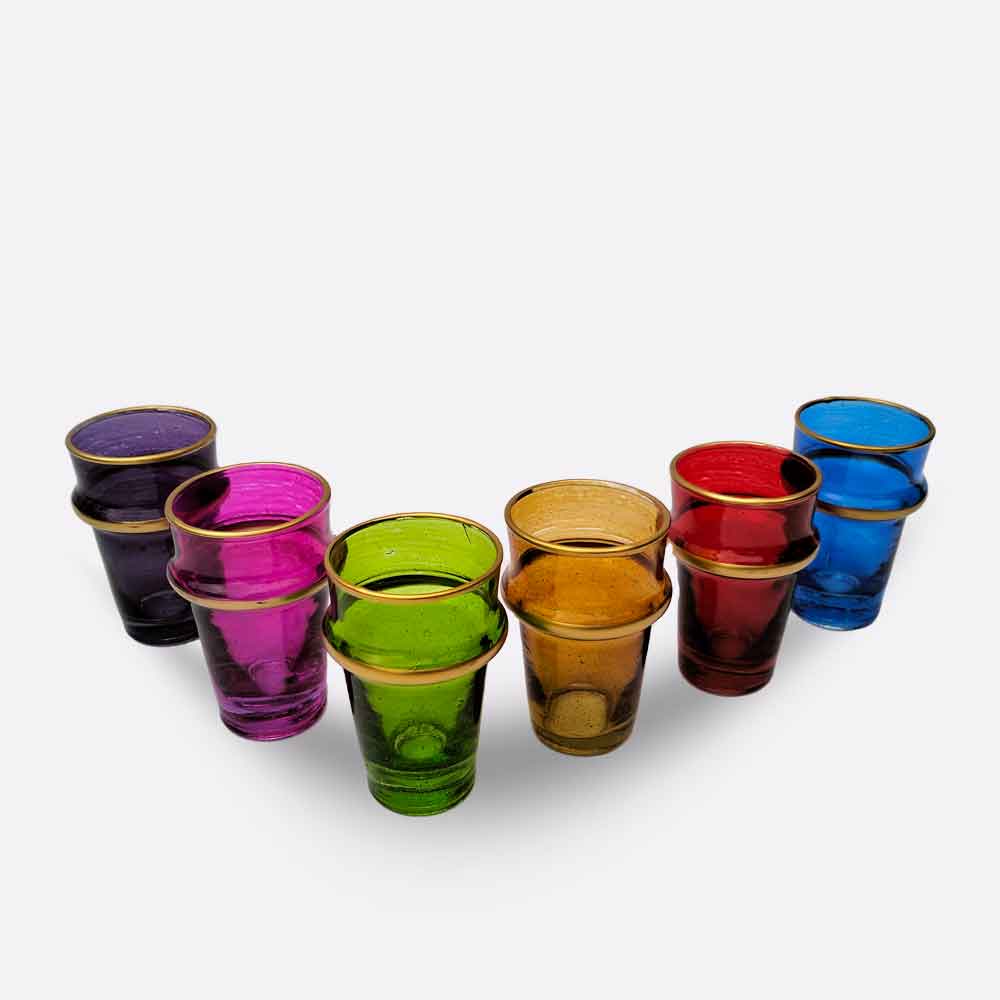 Multicolor Moroccan Beldi Tea Glasses Set of 6 – Recycled Glass Collection image 5